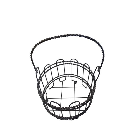 Vintage-Style Black Wire Decorative Basket With Handle - Picture 1 of 6